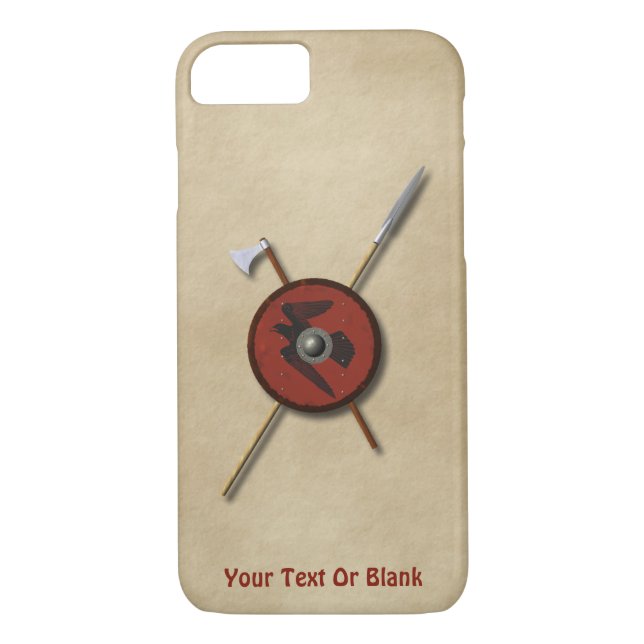 Funda De Case-Mate Para iPhone Escudo De Raven Viking Y Armas (Reverso)