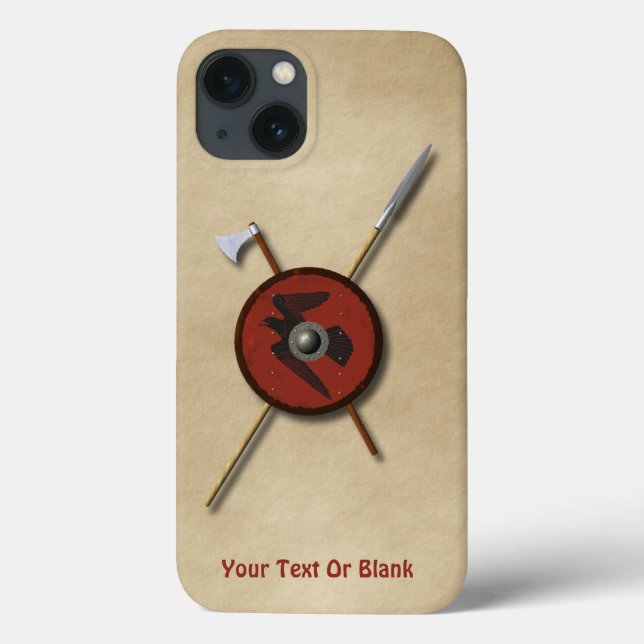 Funda De Case-Mate Para iPhone Escudo De Raven Viking Y Armas (Reverso)