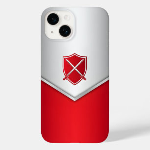 Funda Para iPhone 14 De Case-Mate Escudo plateado y rojo con espadas cruzadas