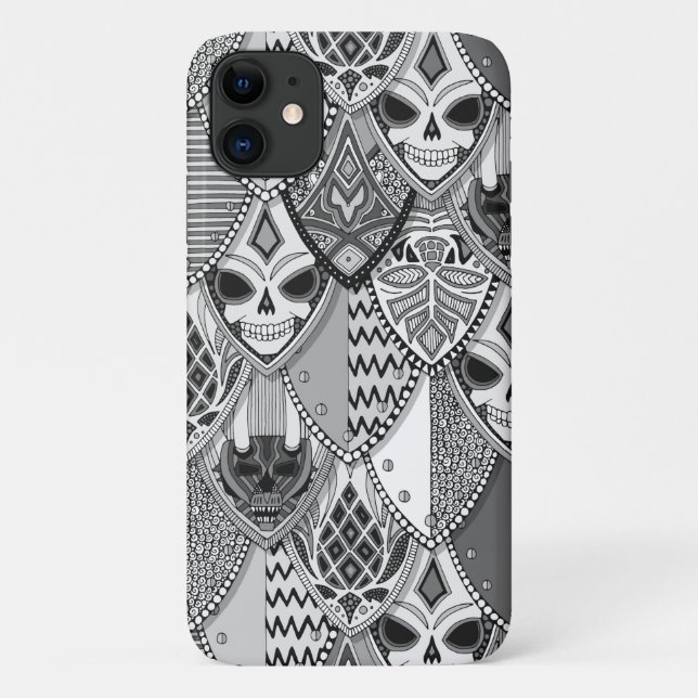 Funda De Case-Mate Para iPhone escudos góticos bn (Reverso)