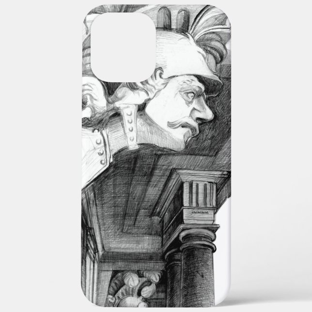 Funda De Case-Mate Para iPhone Escultura del castillo Arte de lápiz (Reverso )