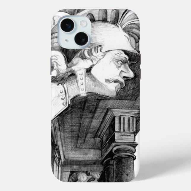 Funda De Case-Mate Para iPhone Escultura del castillo Arte de lápiz (Reverso )