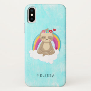Funda Para iPhone X Eslogan marrón, meditando en una nube