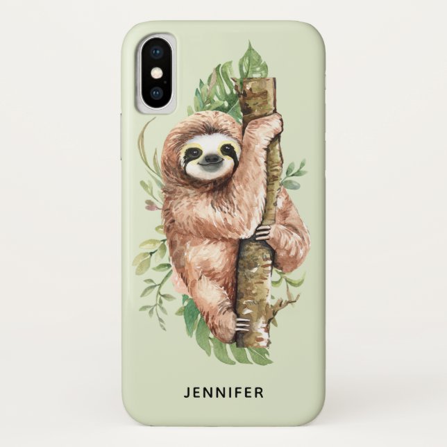 Funda De Case-Mate Para iPhone Eslora de acuarela y hojas tropicales (Reverso)