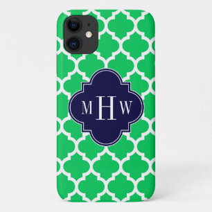 Funda Para iPhone 11 Esmeralda Blanca Marroquí #5 Azul Marino 3 Monogra