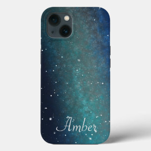Funda Para iPhone 13 Espacio Galaxy Nebula Noche Cielo Verde Personaliz