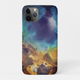 Funda Para iPhone 11 Pro Espacio Nebula amarillo azul Alcohol Tinta arte