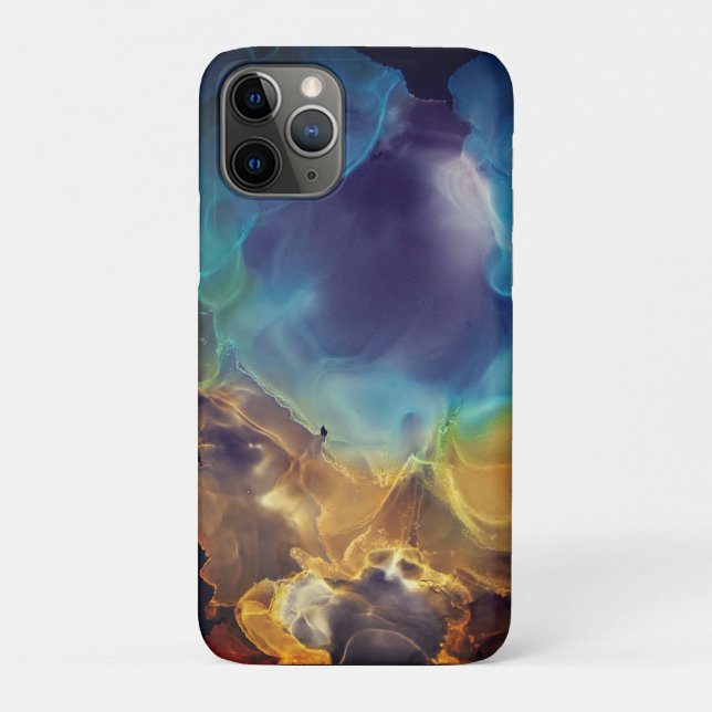 Funda De Case-Mate Para iPhone Espacio Nebula amarillo azul Alcohol Tinta arte (Reverso)