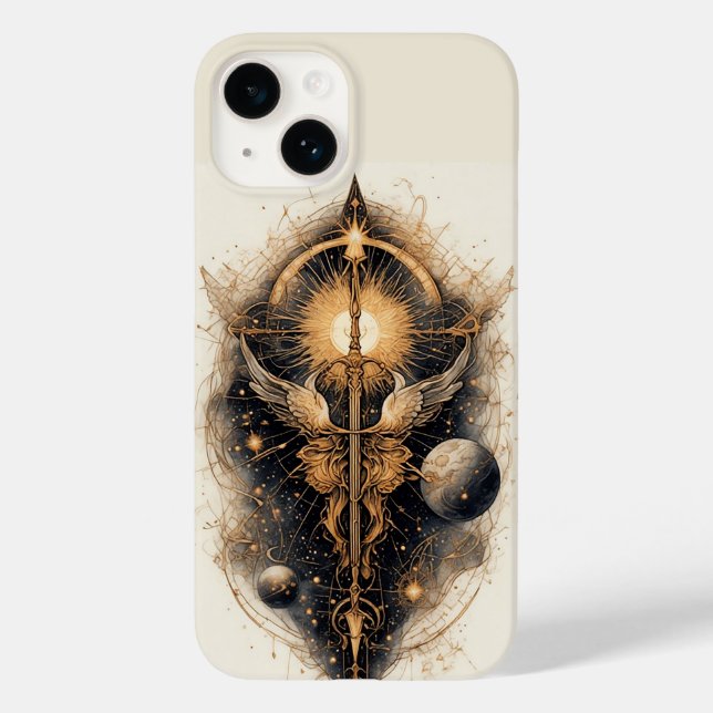 Funda De Case-Mate Para iPhone Espada Celestial con Alas de Ángel (Reverso )