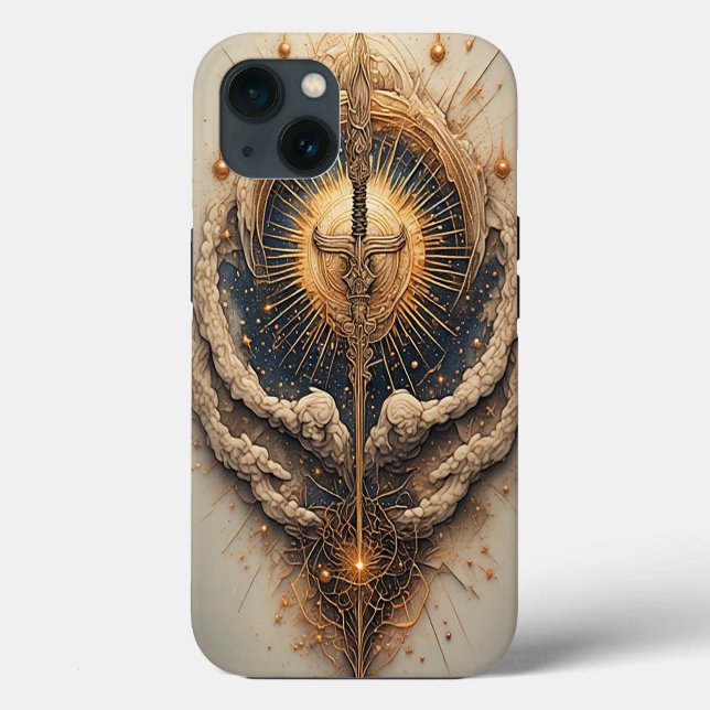 Funda De Case-Mate Para iPhone Espada Celestial con Alas de Ángel (Reverso )