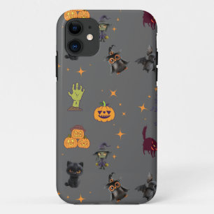 Funda Para iPhone 11 Espectacular patrón de Halloween con gatos negros,
