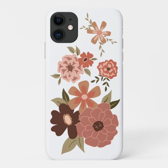 Funda De Case-Mate Para iPhone Espectacular patrón floral marrón (Reverso)