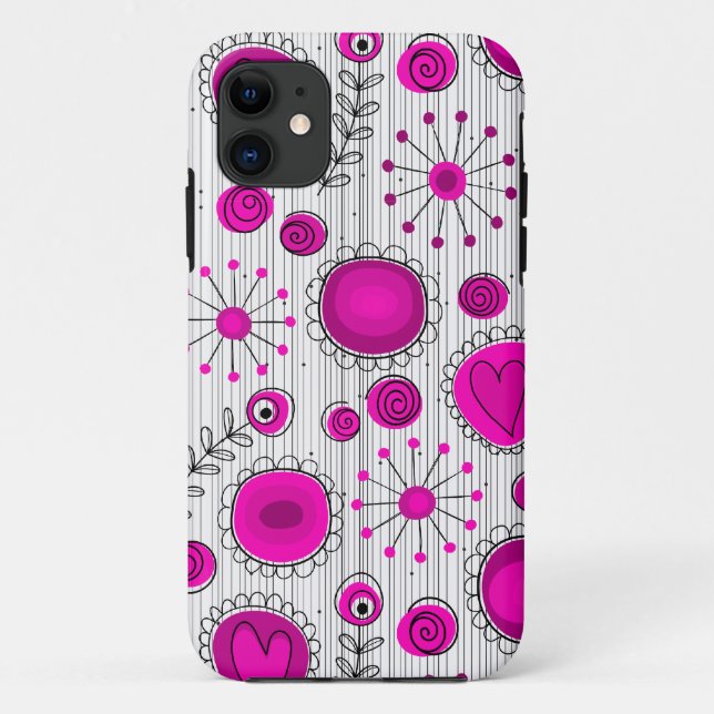 Funda De Case-Mate Para iPhone Espectaculares corazones blancos rosados calientes (Reverso)