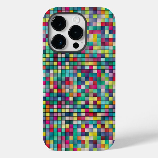 Funda De Case-Mate Para iPhone Espectro de patrón geométrico de mosaico cuadrado  (Reverso )