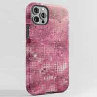 Espejo disco rosado retro | Monograma
