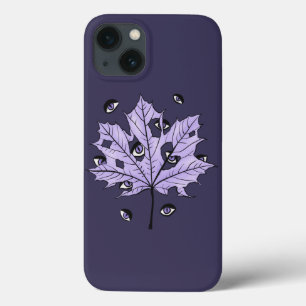 Funda Para iPhone 13 Espeluznantes Ojos De Hojas Púrpura Arte Gótico