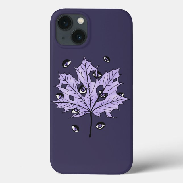 Funda De Case-Mate Para iPhone Espeluznantes Ojos De Hojas Púrpura Arte Gótico (Reverso)