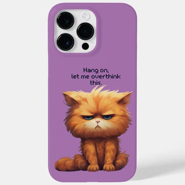 Funda De Case-Mate Para iPhone Espera, déjame pensar sobre este gato. (Reverso)
