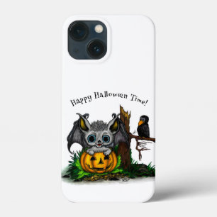 Funda Para iPhone 13 Mini Esperando Halloween , Cute Bat y Raven