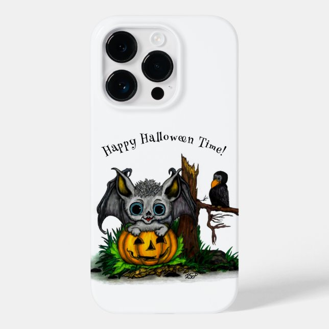 Funda De Case-Mate Para iPhone Esperando Halloween , Cute Bat y Raven (Reverso )