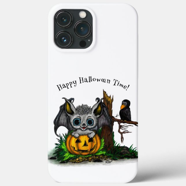 Funda De Case-Mate Para iPhone Esperando Halloween , Cute Bat y Raven (Reverso )
