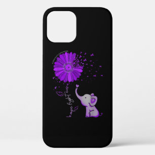 Funda Para iPhone 12 Pro Esperanza contra la cinta morada del elefante Alzh