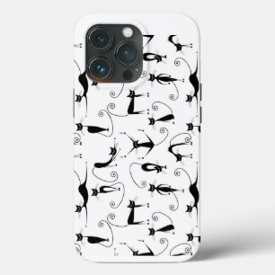 Funda Para iPhone 13 Pro Espinoso patrón de gato negro