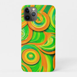 Funda Para iPhone 11 Pro Espiral verde y Naranja