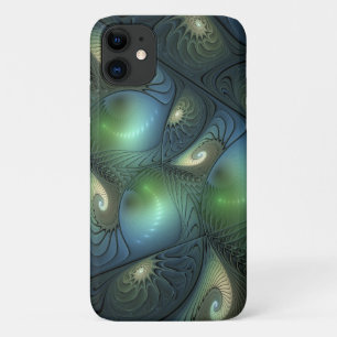 Funda Para iPhone 11 Espirales Verde azulado Beige Verde Resumen arte f