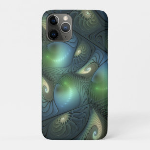 Funda Para iPhone 11 Pro Espirales Verde azulado Beige Verde Resumen arte f