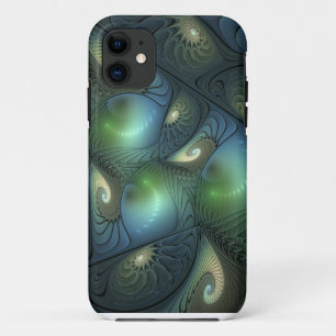 Funda Para iPhone 11 Espirales Verde azulado Beige Verde Resumen arte f