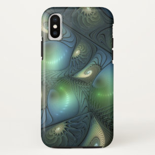 Funda Para iPhone XS Espirales Verde azulado Beige Verde Resumen arte f