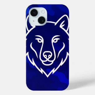 Funda Para iPhone 15 Espíritu de camuflaje - Arte de línea de lobo blan