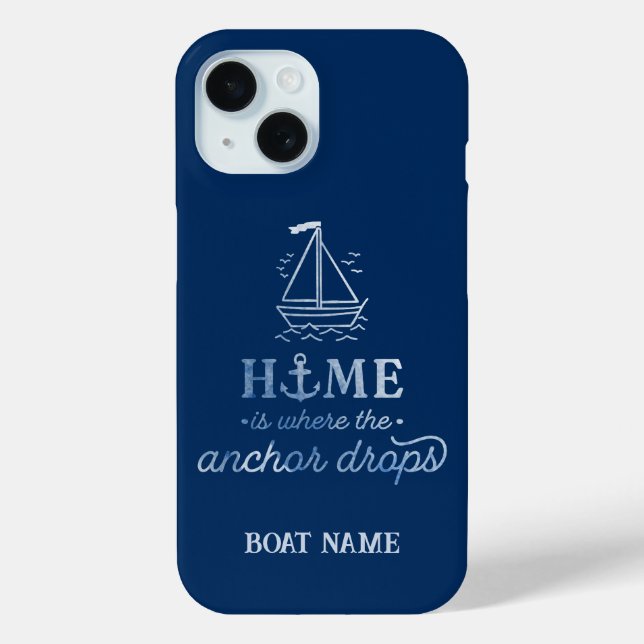 Funda De Case-Mate Para iPhone Espíritu Náutico Barco Azul Marino   (Reverso )