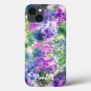 Funda Para iPhone 13 Esplausos de pintura morada verde acuarela persona