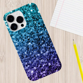 Funda Para iPhone 15 Pro Espuma de purpurina azul Ombre azul Aqua