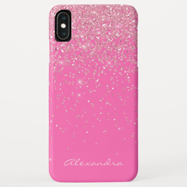 Funda De Case-Mate Para iPhone Espuma rosada y Purpurina en monograma (Reverso)
