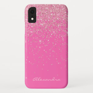 Funda Para iPhone XR Espuma rosada y Purpurina en monograma