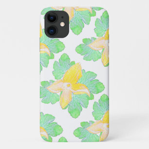 11 Esquash verde pálido deja flores Funda para iPhone