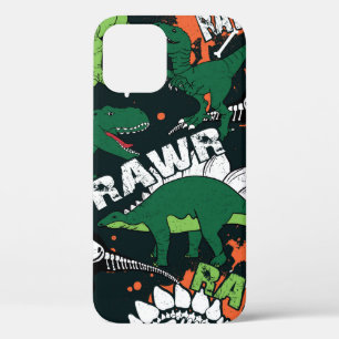 Funda Para iPhone 12 Esqueleto de dinosaurio. Patrón de grano de época