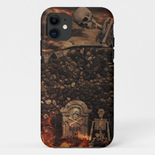 Funda Para iPhone 11 esqueletos y lápidas