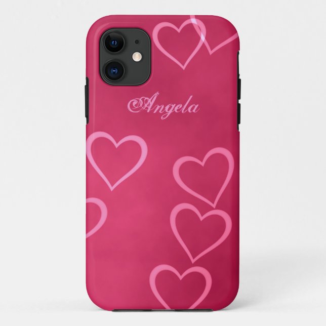 Funda De Case-Mate Para iPhone Esquemas rosados del corazón (Reverso)
