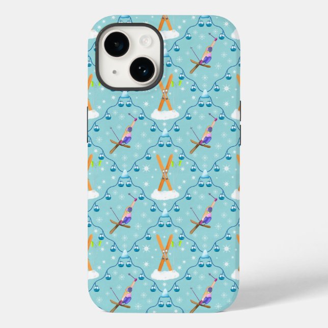 Funda De Case-Mate Para iPhone Esquí de invierno Damasco (Reverso )