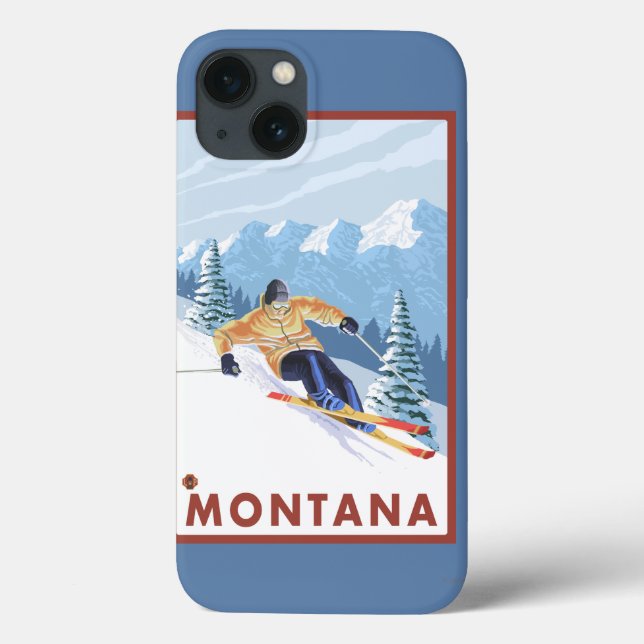 Funda De Case-Mate Para iPhone Esquí de nieve cuesta abajo - Montana (Reverso)