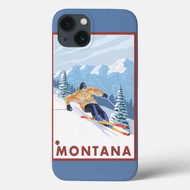 Funda De Case-Mate Para iPhone Esquí de nieve cuesta abajo - Montana (Reverso)