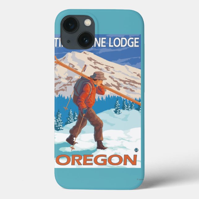 Funda De Case-Mate Para iPhone Esquiador con esquís de nieve - Timberline Lodge, (Reverso)