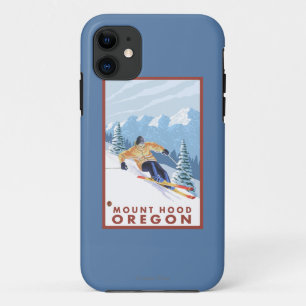 Funda Para iPhone 11 Esquiador de la nieve de Downhhill - capilla del