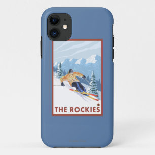 Funda Para iPhone 11 Esquiador de la nieve de Downhhill - los Rockies
