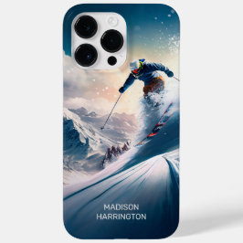Funda Para iPhone 14 Pro Max De Case-Mate Esquiador de montaña de nombre personalizado