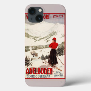 title_seo2 Esquiadora mujer con vistas al Poster de Adelboden